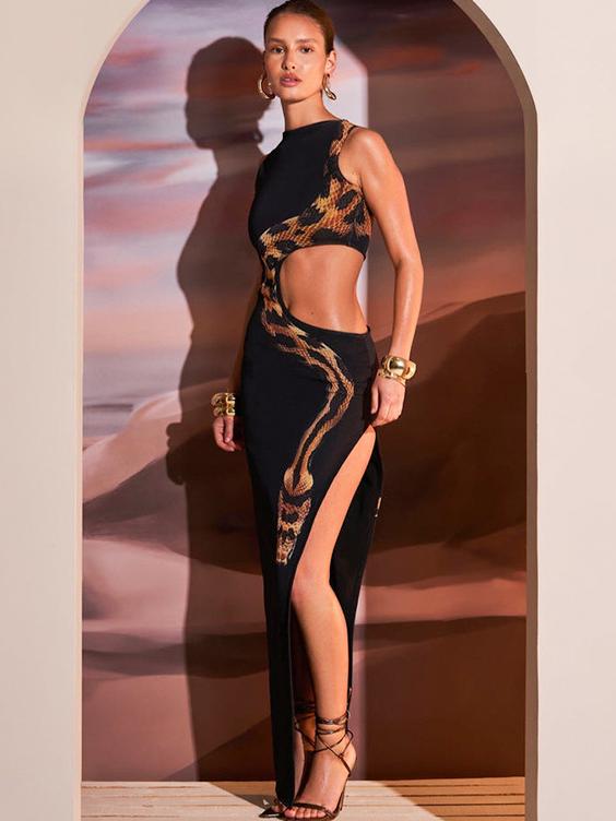 Elegance Meets Seduction: Slim-Fit Split-Back Maxi Dress