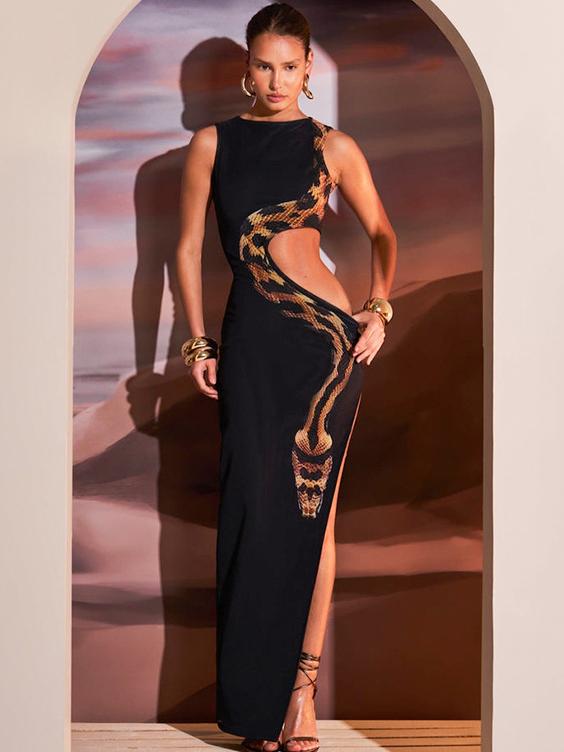 Elegance Meets Seduction: Slim-Fit Split-Back Maxi Dress