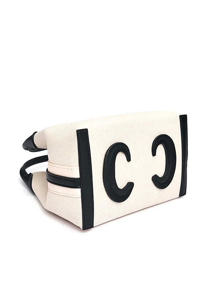 New High-End Letter Canvas Tote with Detachable Strap