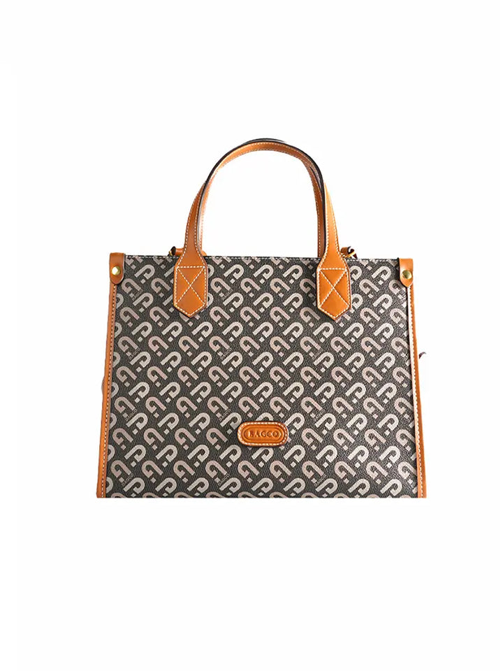 Designer Print Crossbody Tote Handbag