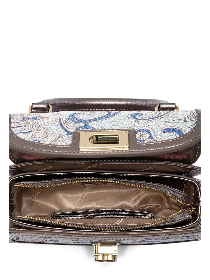 CHRISBELLA Embroidered Bamboo Handle Bag