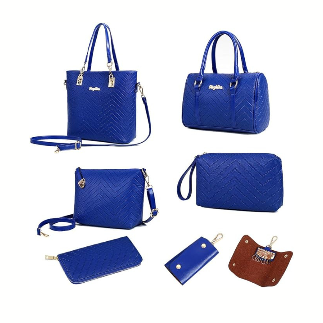 Amanda | Classic 6-Piece PU Leather Tote & Crossbody Bag Set
