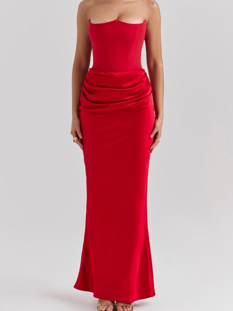 Scarlet Strapless Corset Maxi Dress