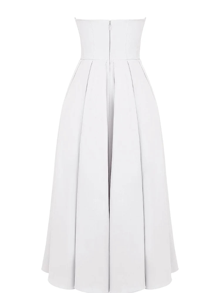 White Strapless Midi Sundress