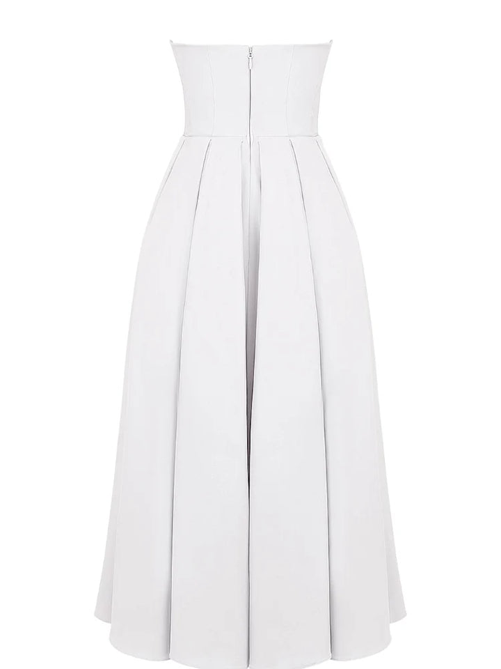 White Strapless Midi Sundress