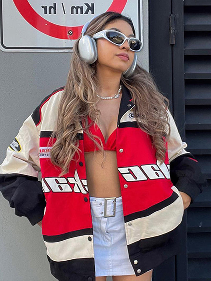 Casual long-sleeve windbreaker biker jacket