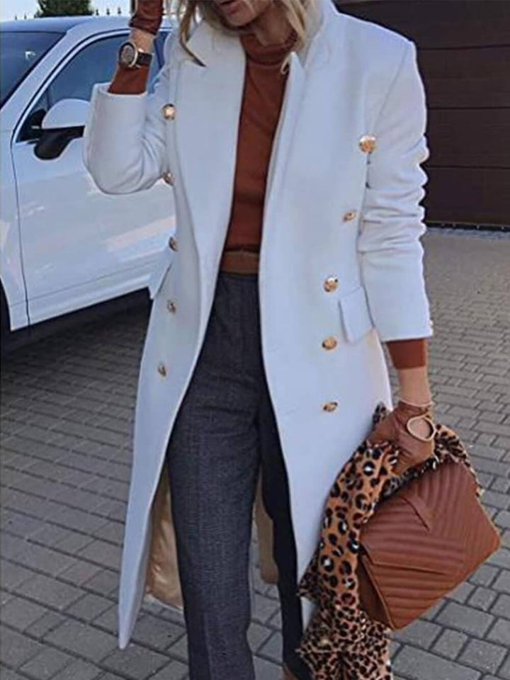 Double Breasted Mid Length Woolen Coat