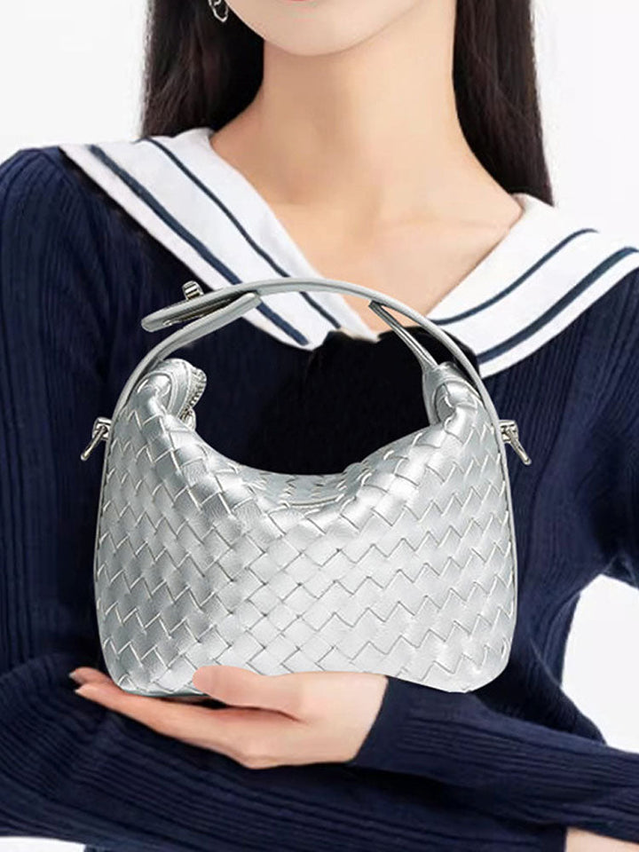 Handwoven Handheld Leather Bag