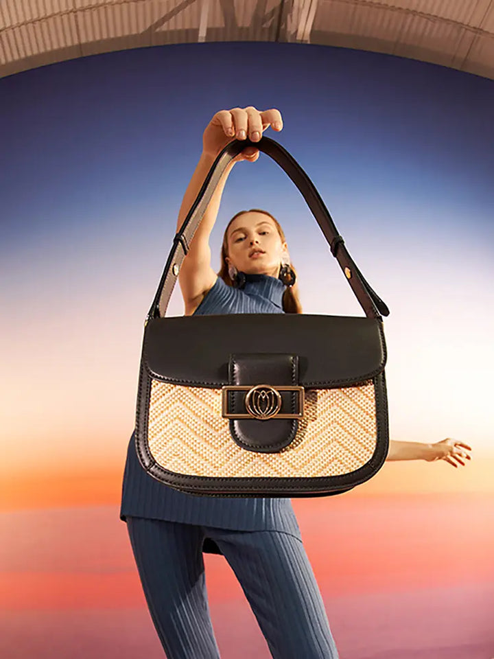 Colorblock Saddle Crossbody Bag