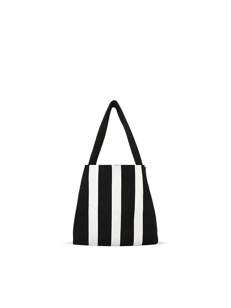 Colorblock Knit Tote Bag