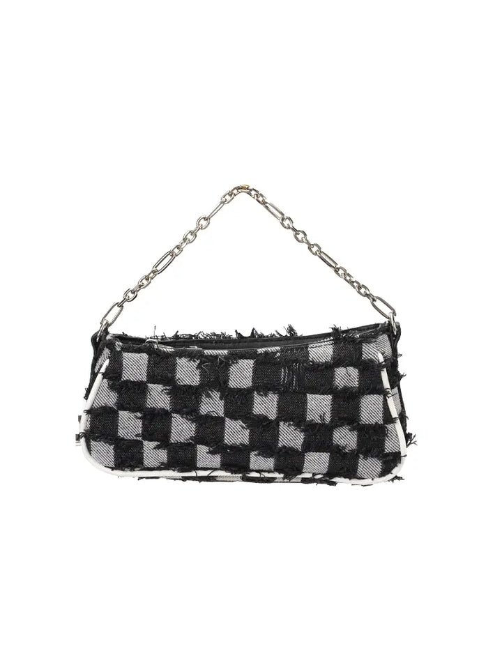 Checkerboard Chain Top Handle Shoulder Bag