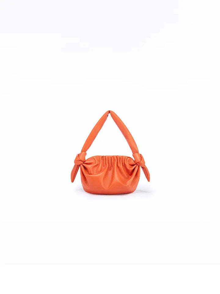 Leather Cloud Bag with Bow Detail