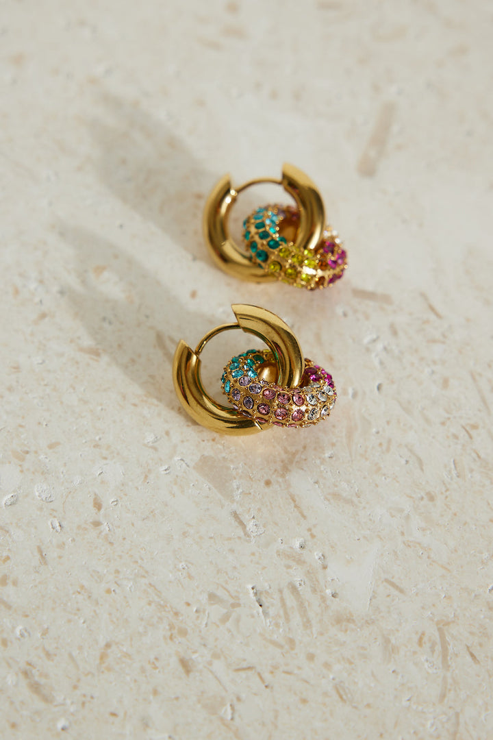 18k Gold Plated Rainbow Crystal Earrings Gold