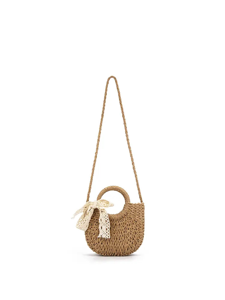 Woven Beach-Style Mini Basket Shoulder Bag
