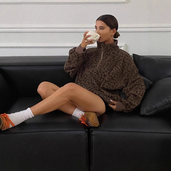 MINDI™ - Cozy Leopard Print Sweatshirt