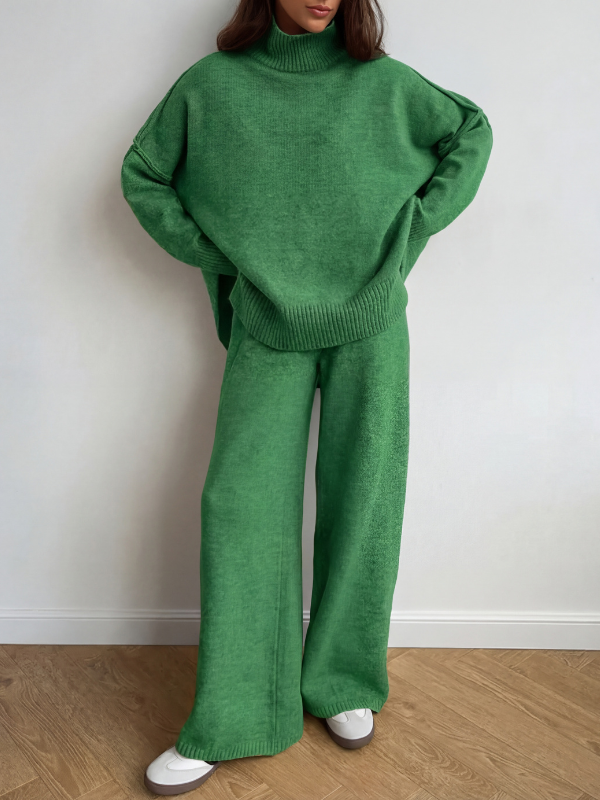 BEATRIX™ – Turtleneck Sweater & Wide Leg Pants Two-Piece Set