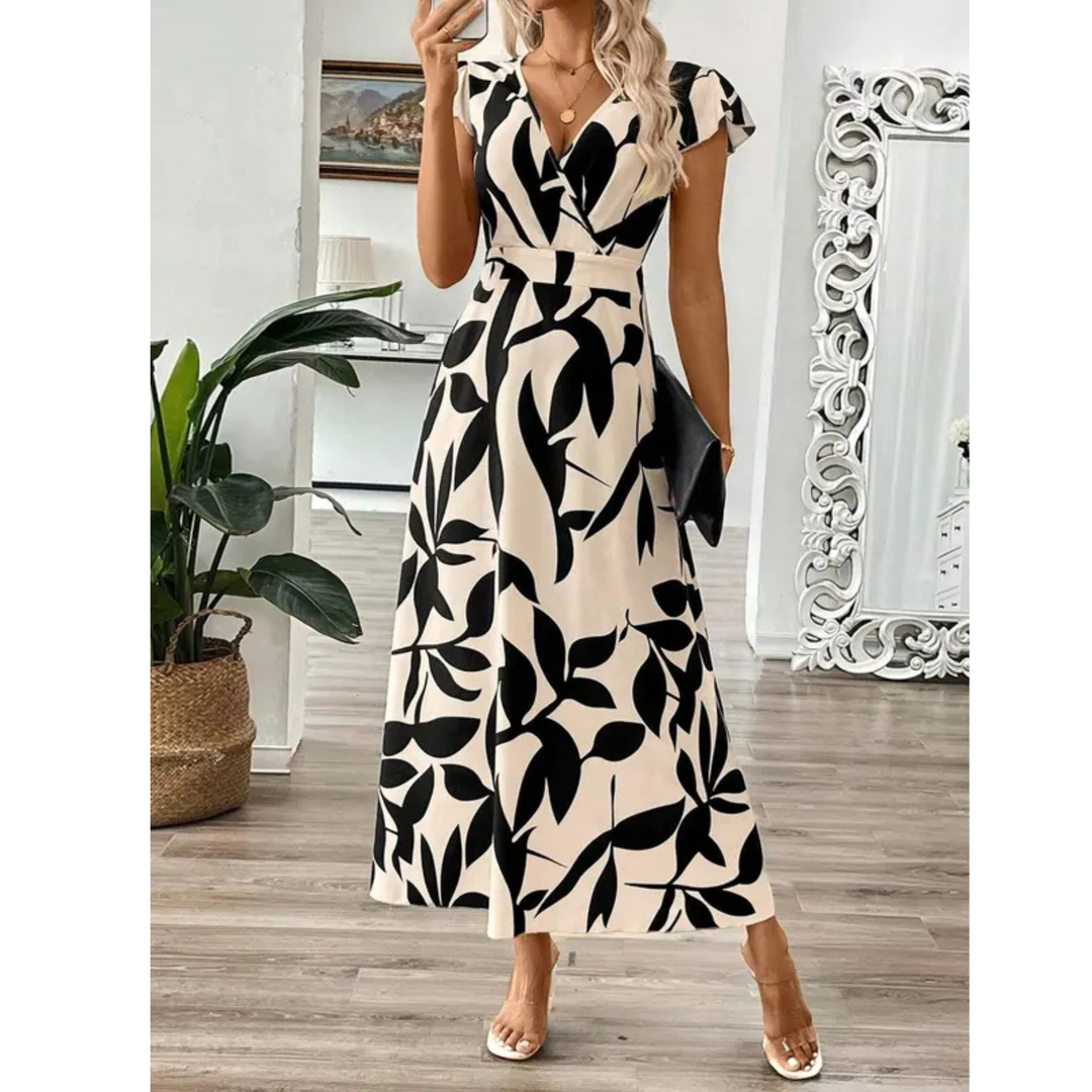 ZOELLA™ – Elegant Summer Printed Short Sleeve Maxi Dress