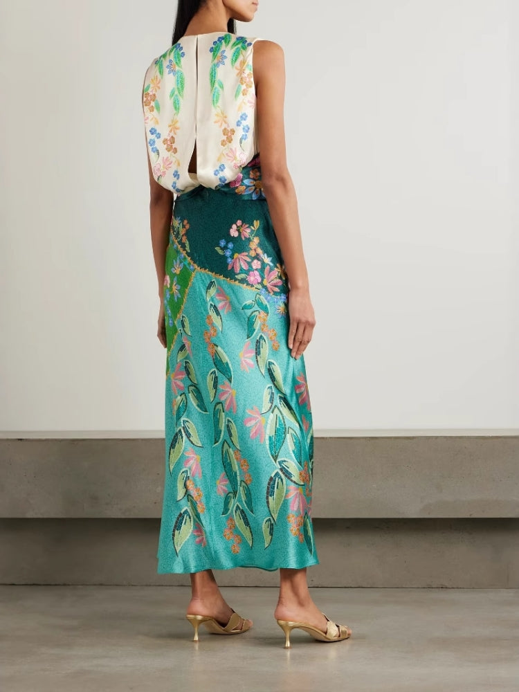 Satin Twist Printed Dress