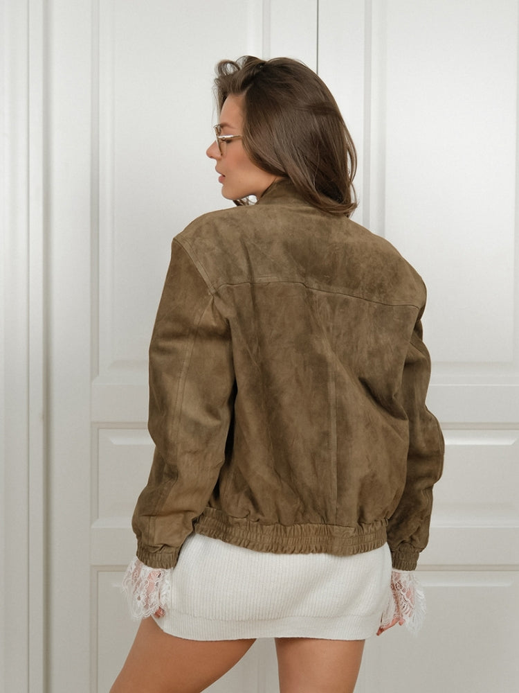 Vintage Khaki Suede Jacket