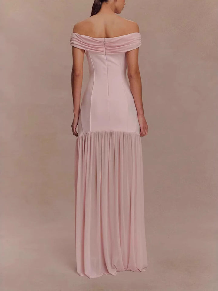 Elegant Floral-Embellished Strapless Bodycon Maxi Dress