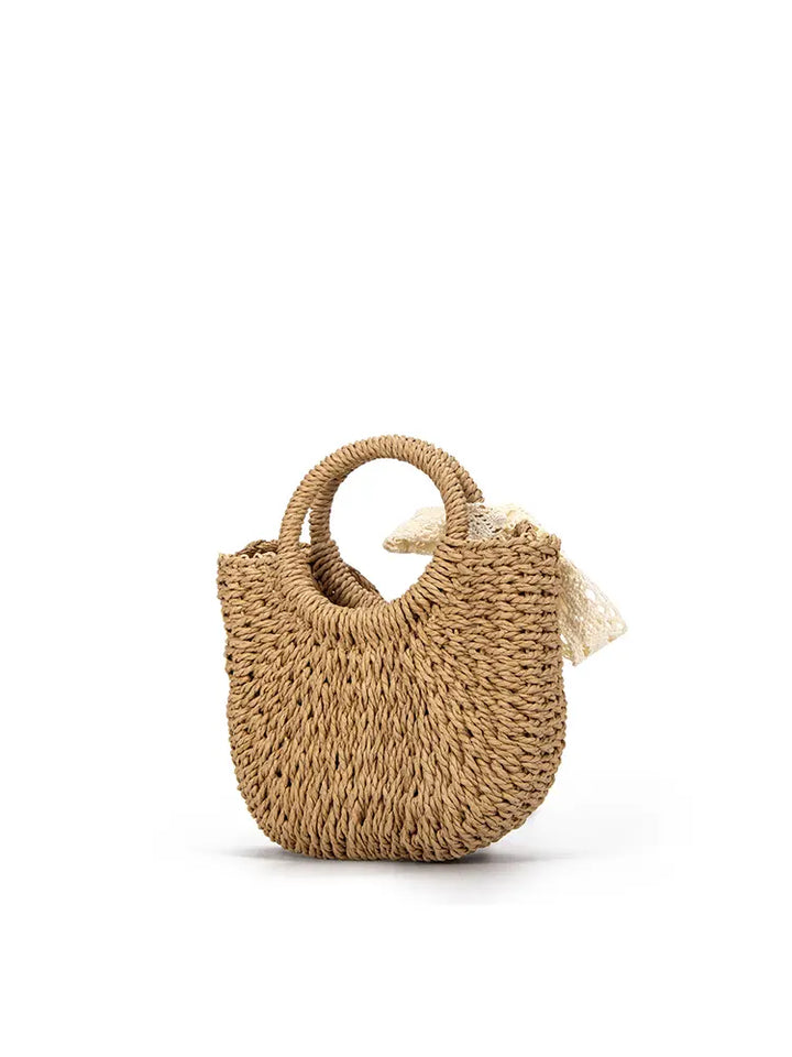 Woven Beach-Style Mini Basket Shoulder Bag