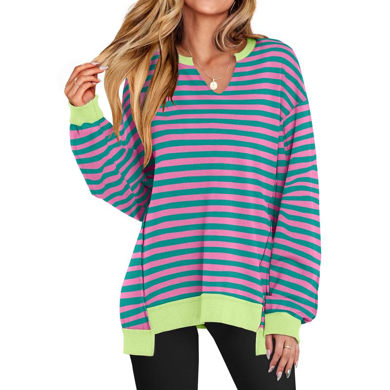 GENEVA™ - Casual V-Neck Oversized Sweatshirt Lightweight Long Sleeve