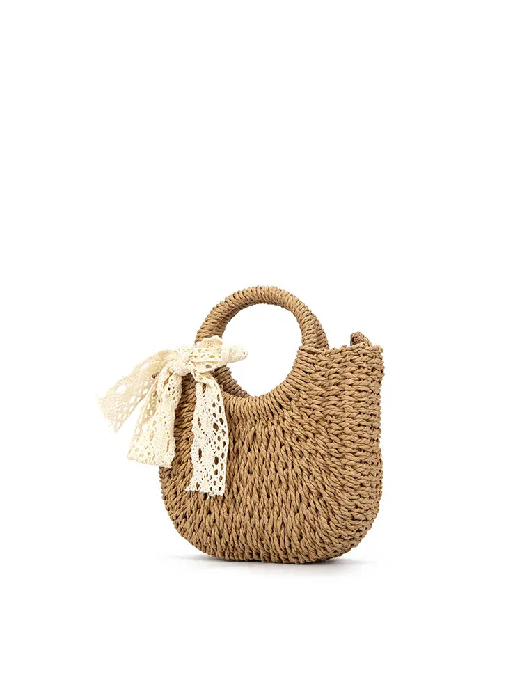 Woven Beach-Style Mini Basket Shoulder Bag