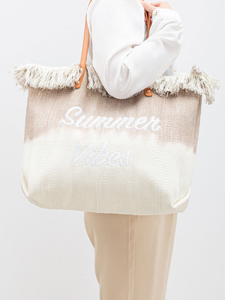 Two-Tone Embroidered Tote Bag