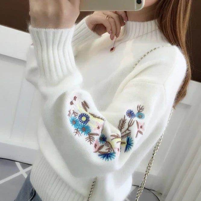 Thick Embroidered Cashmere knit sweater