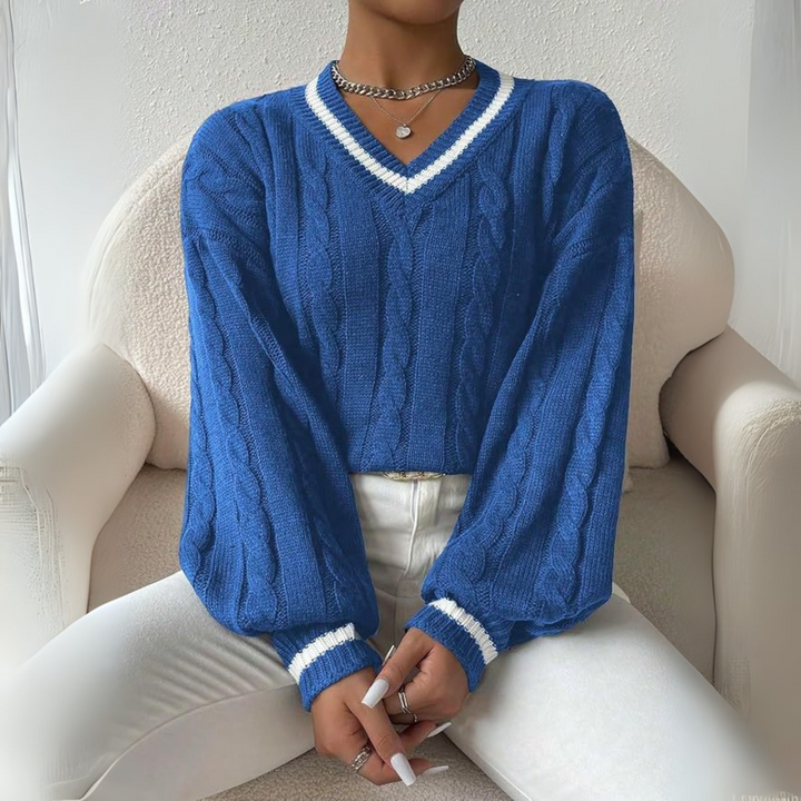 SOVU™ - Chic Long Sleeve V-Neck Sweater