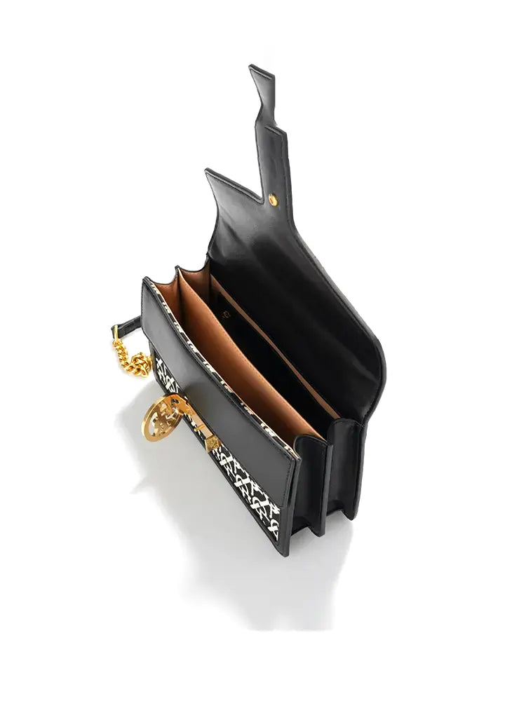 Jacquard Stitch Detail Backpack Crossbody Bag