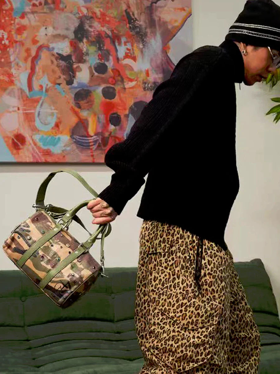 Camouflage Croc-Embossed Crystal Tote Bag