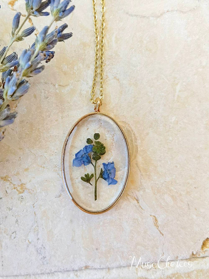 Resin Pressed Flower Necklaces - Colorful Mix Floral Set