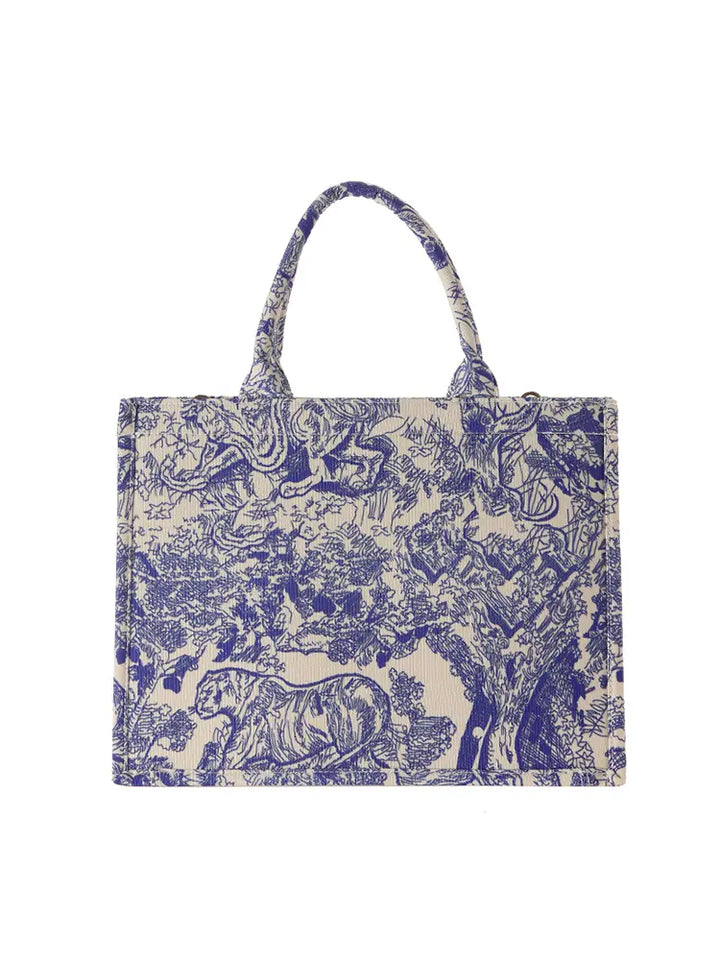 New Creative Canvas Tote Bag with Chinese-Inspired Print