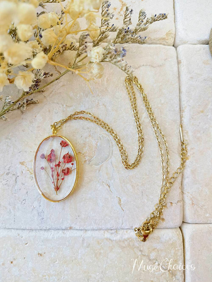 Resin Pressed Flower Necklaces - Colorful Mix Floral Set