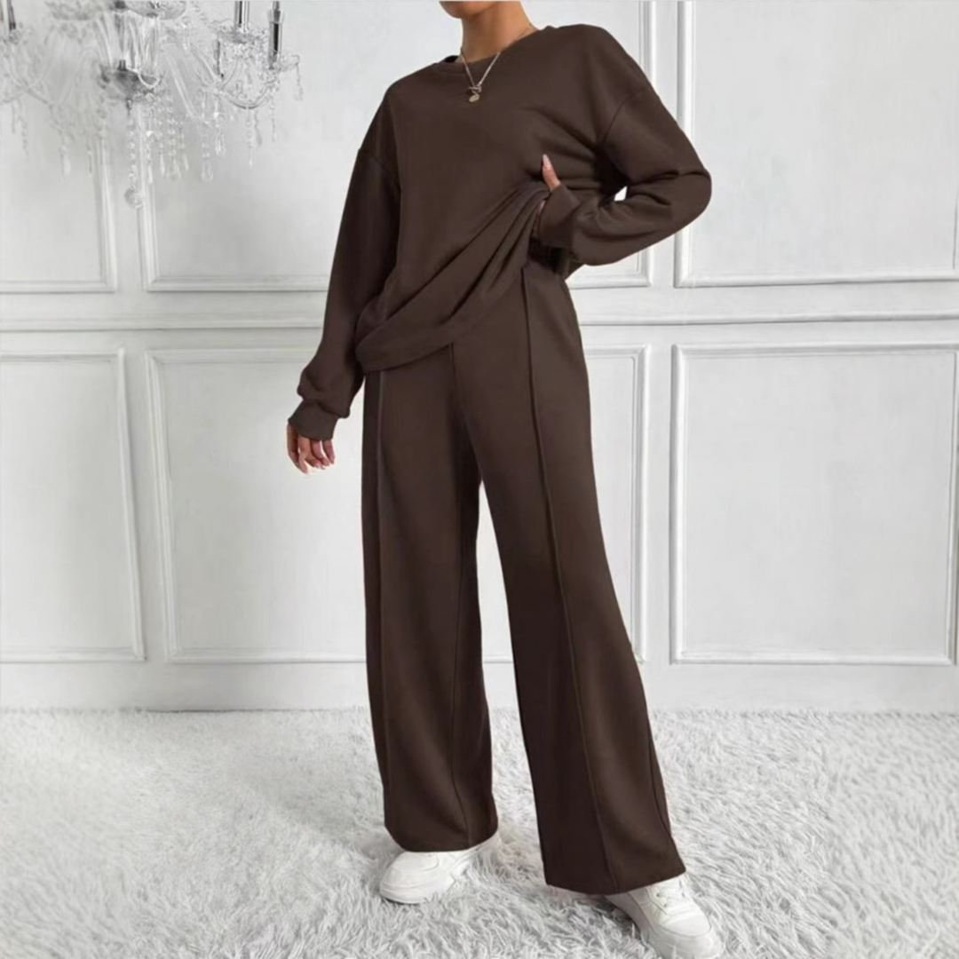 TINIDOR™ - Casual Long Sleeve Sweatshirt and High Waist Pants Set
