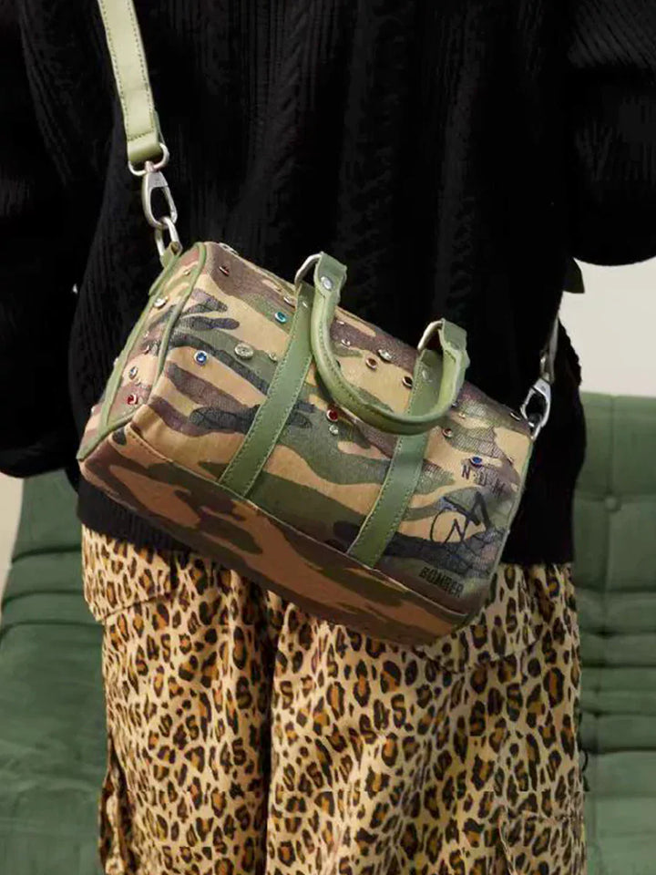 Camouflage Croc-Embossed Crystal Tote Bag