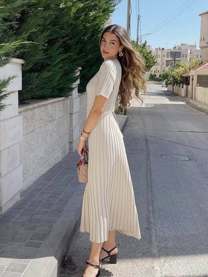 Casual Striped Crew Neck Knit Maxi Dress