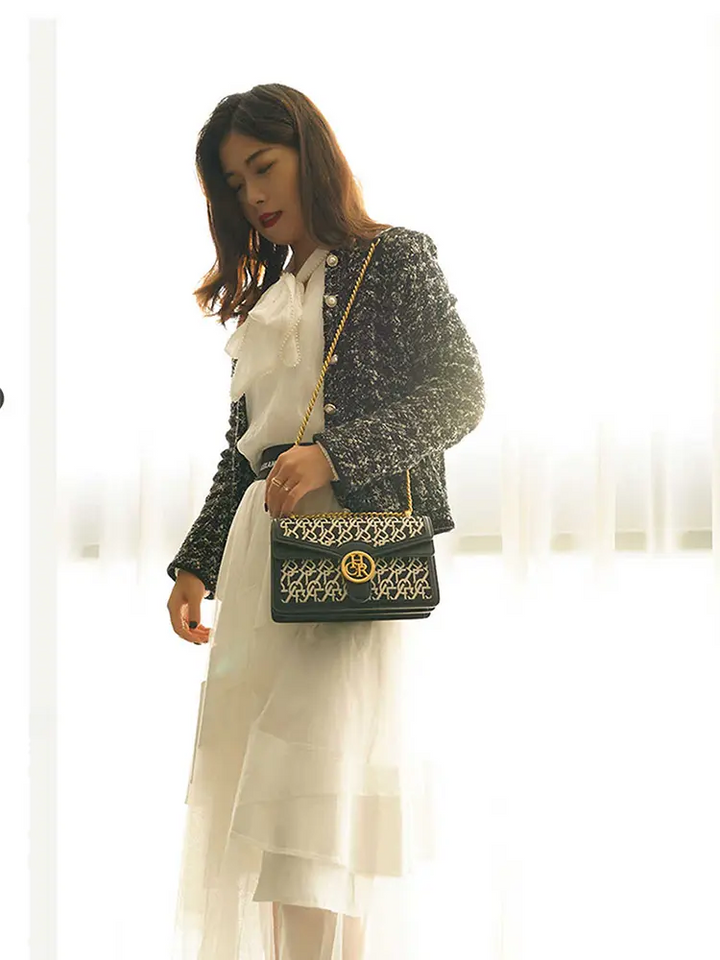 Jacquard Stitch Detail Backpack Crossbody Bag