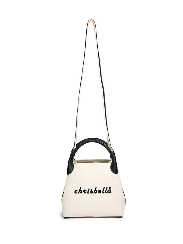 New High-End Letter Canvas Tote with Detachable Strap