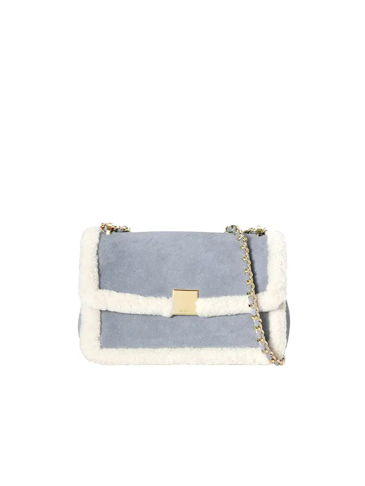 Vintage Shearling Leather Shoulder Crossbody Bag