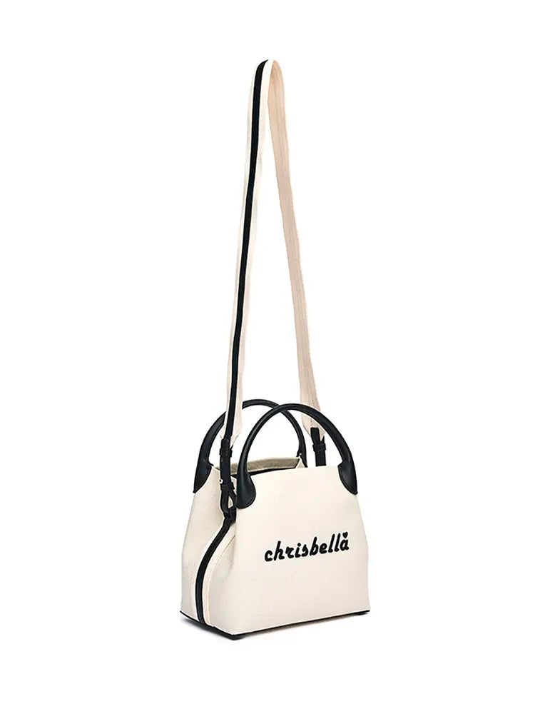 New High-End Letter Canvas Tote with Detachable Strap