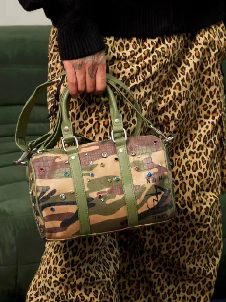 Camouflage Croc-Embossed Crystal Tote Bag