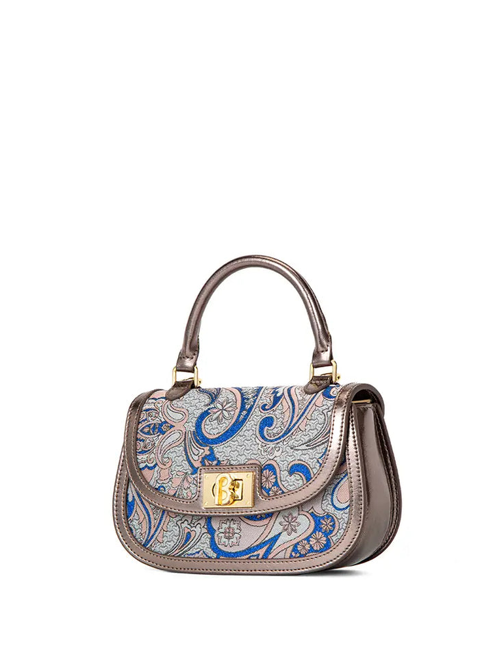 CHRISBELLA Embroidered Bamboo Handle Bag