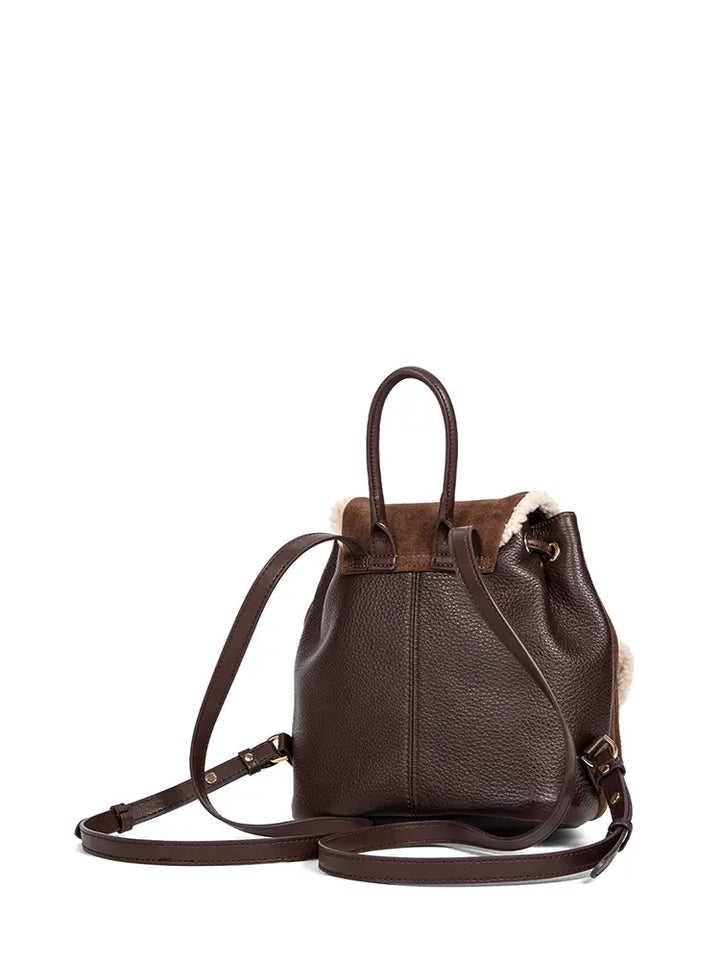 Shearling Suede Leather Convertible Backpack
