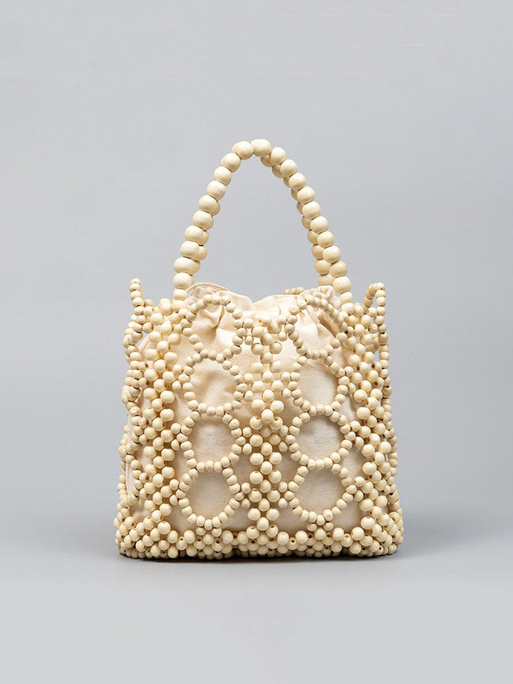 Handwoven Wooden Bead Tote Bag