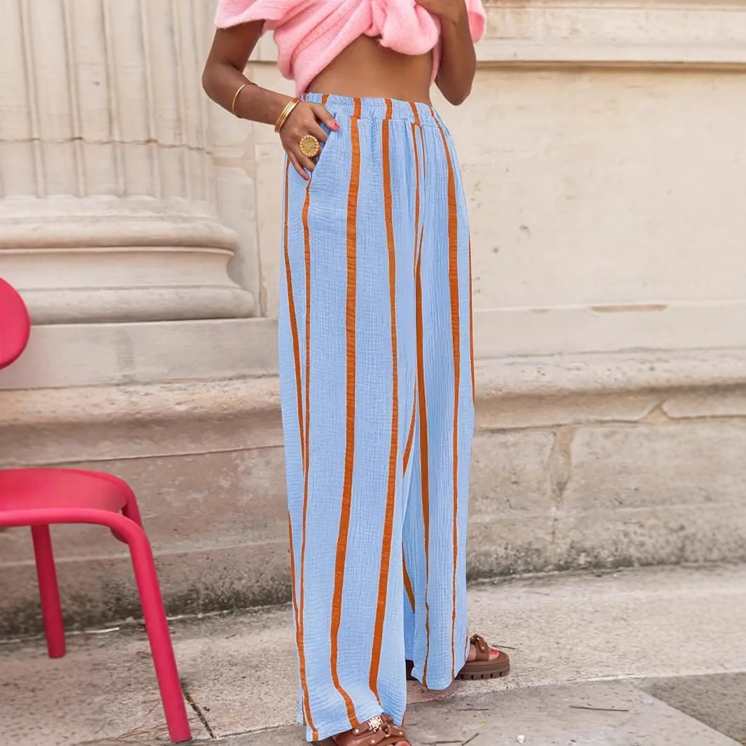 CHARO™ – Comfy Striped Wide-Leg Lounge Trousers