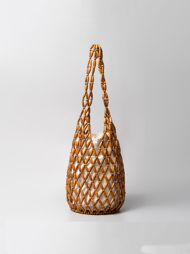 Wooden Bead Bucket Bag