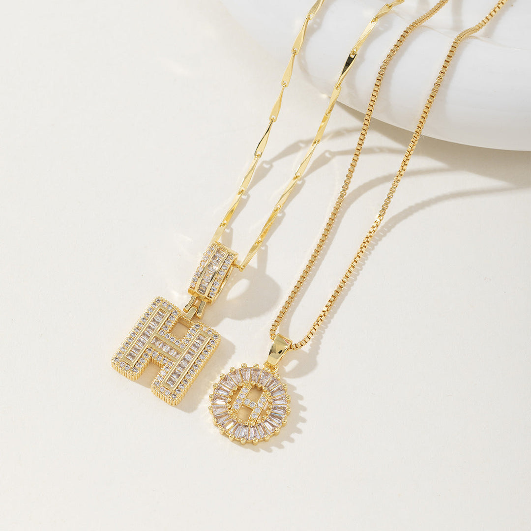 AISHA™ - Elegant 2-Pack Initial Letter Pendant Necklaces