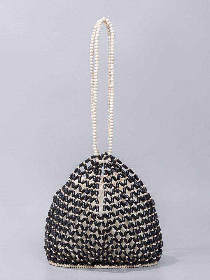 Handcrafted Wooden Bead Woven Tote Bag